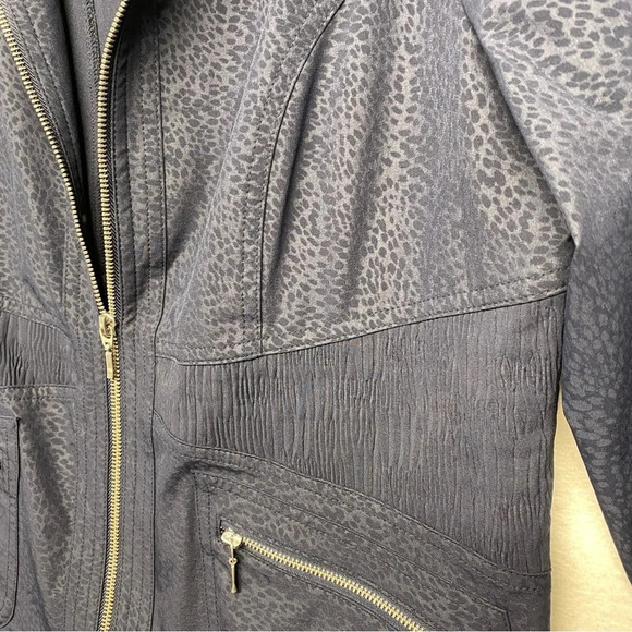 Zenergy Chico's Jacket Navy Blue 1 / Small Leopard 3/4 Sleeve - Picture 4 of 6